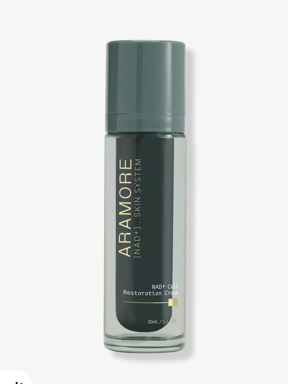 Aramore NAD+ Cell Restoration Cream — Deep Sage Green Bottle
